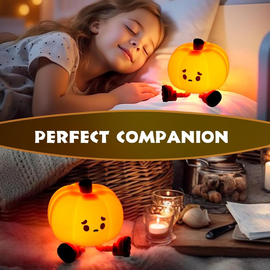 Portable pumpkin lamp with warm anti-blue LED light