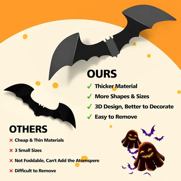 Halloween bat wall decals in three sizes