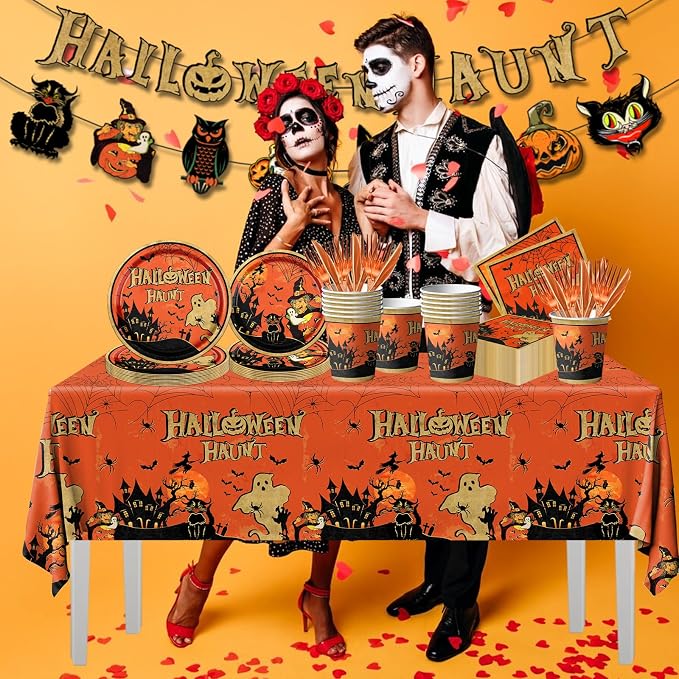 Halloween party cups and cutlery for 20 guests
