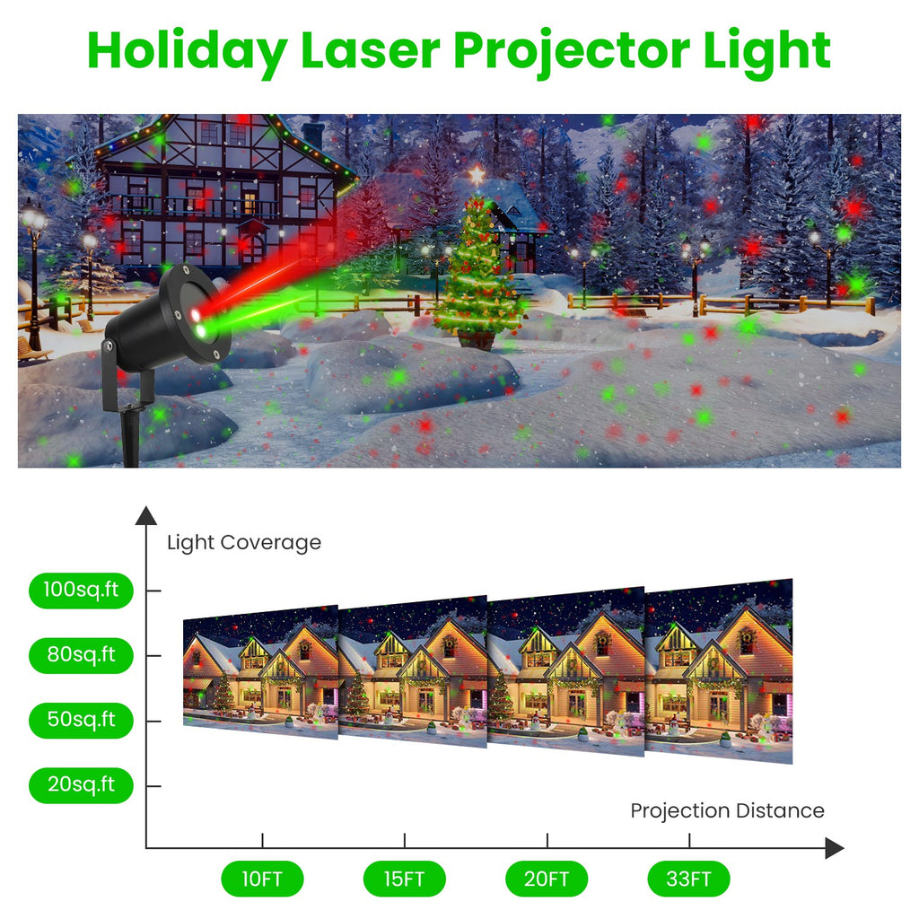 Waterproof outdoor laser projector light with ground stake