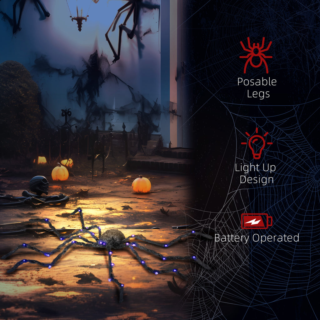 Oversized outdoor Halloween spider showing 47 inch leg span