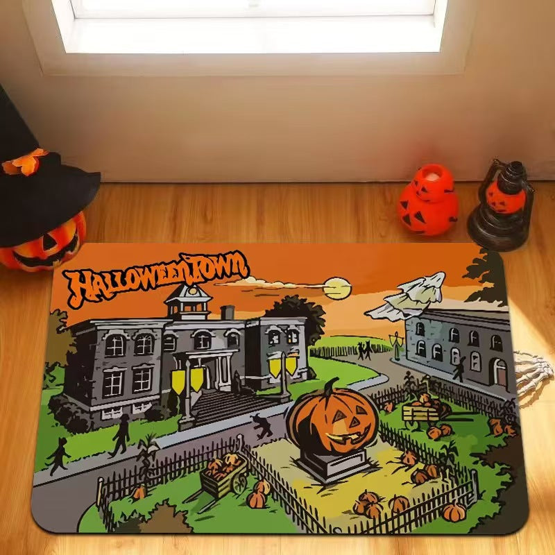 Halloween doormat design with pumpkins