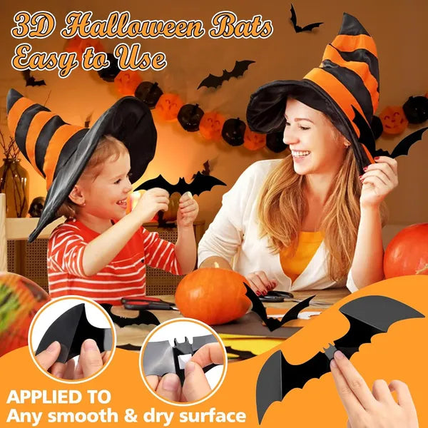 Halloween bat wall stickers arranged on a staircase