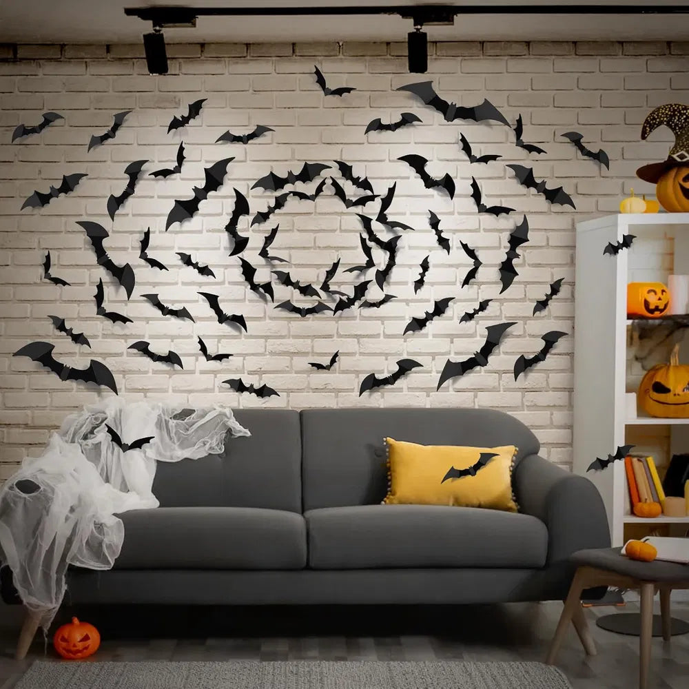 Reusable adhesive bat stickers for Halloween party decoration