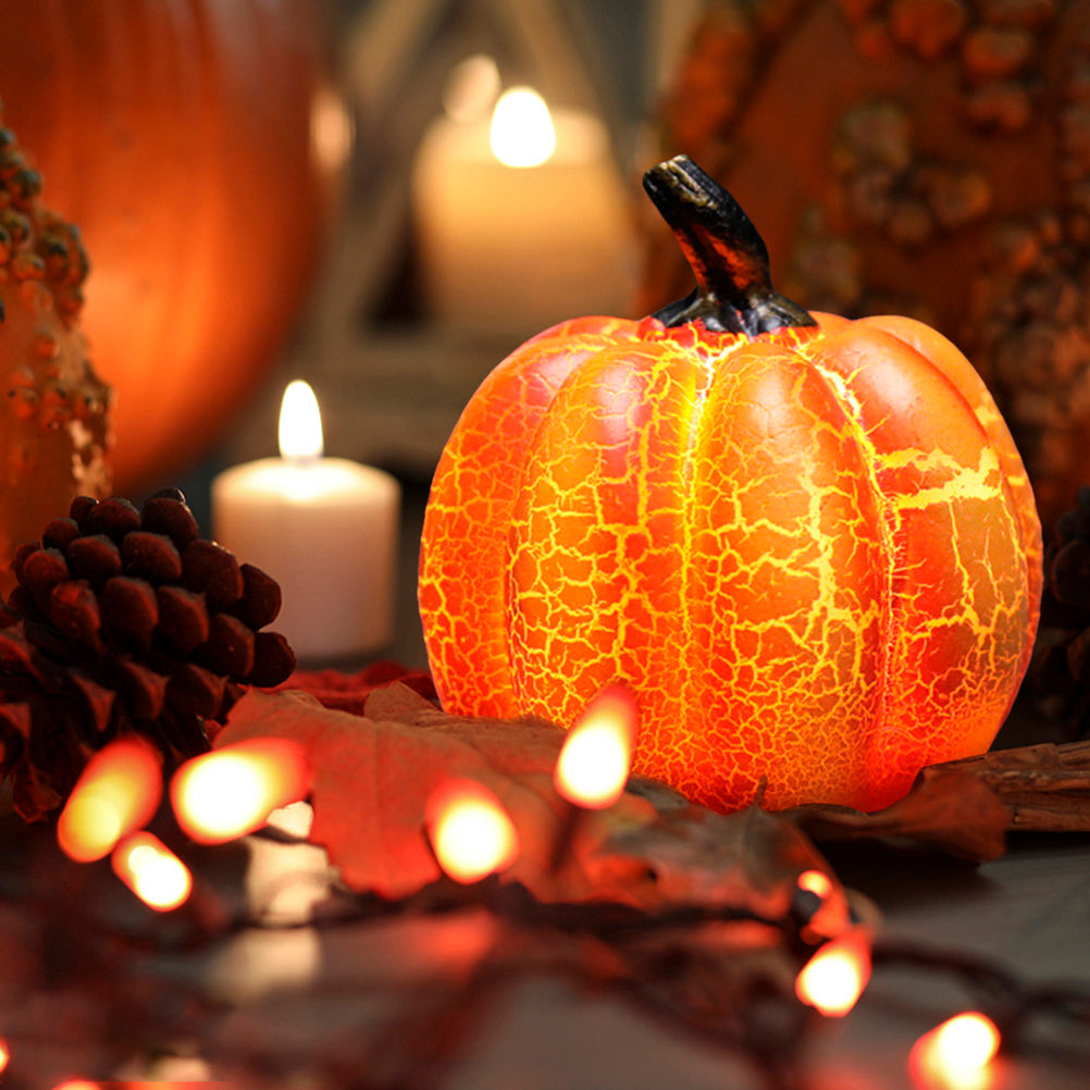 LED pumpkin lantern in resin with a warm flameless glow