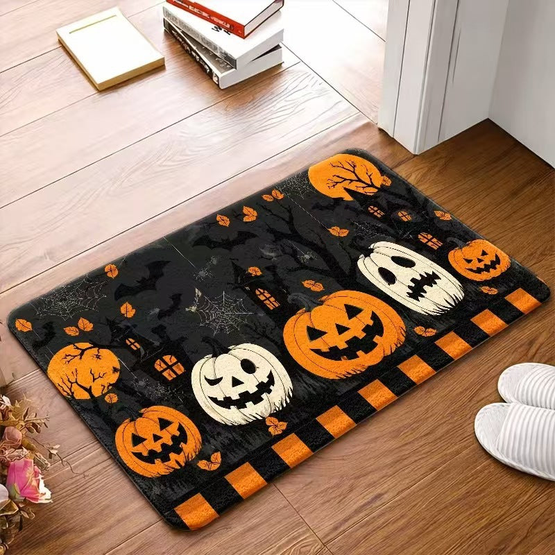 Halloween doormat design with spider web print